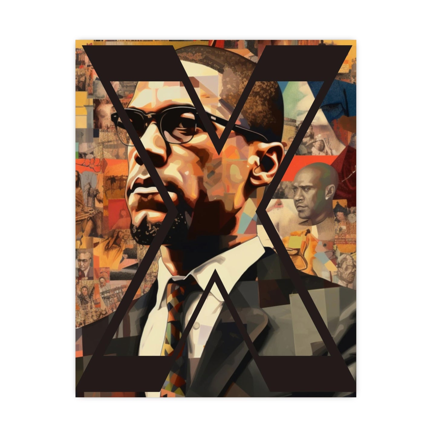 Malcolm X Historical Tribute Poster, Authentic Visuals of Malcolm X and Black Leaders Collage