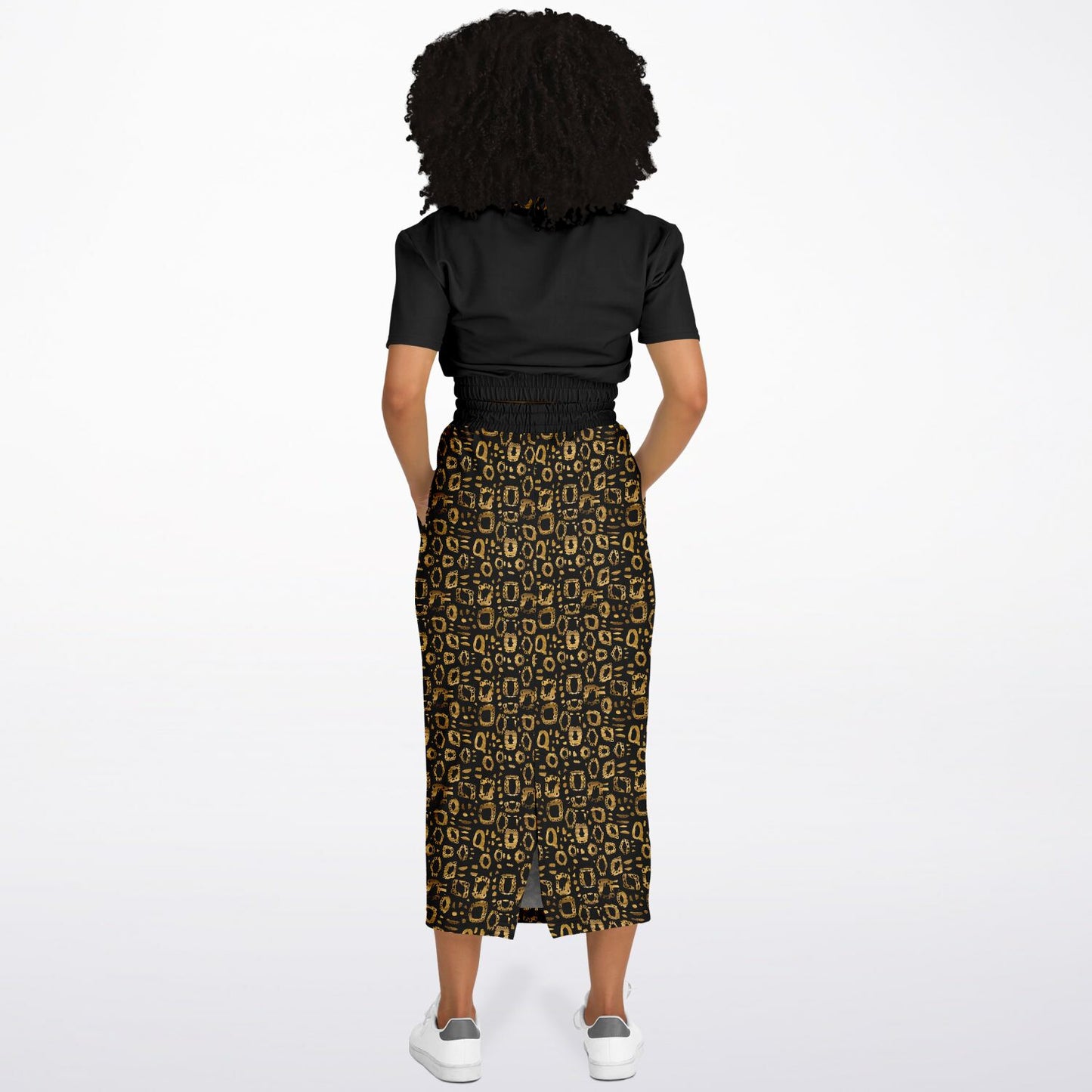 Leopard Print Cropped Sweatshirt and Pocket Skirt Set