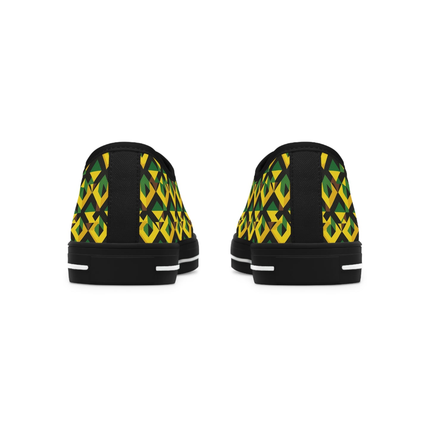 Jamaican Rhythm Women's Low Top Shoes, Jamaican Flag Sneakers, Caribbean Inspired Footwear