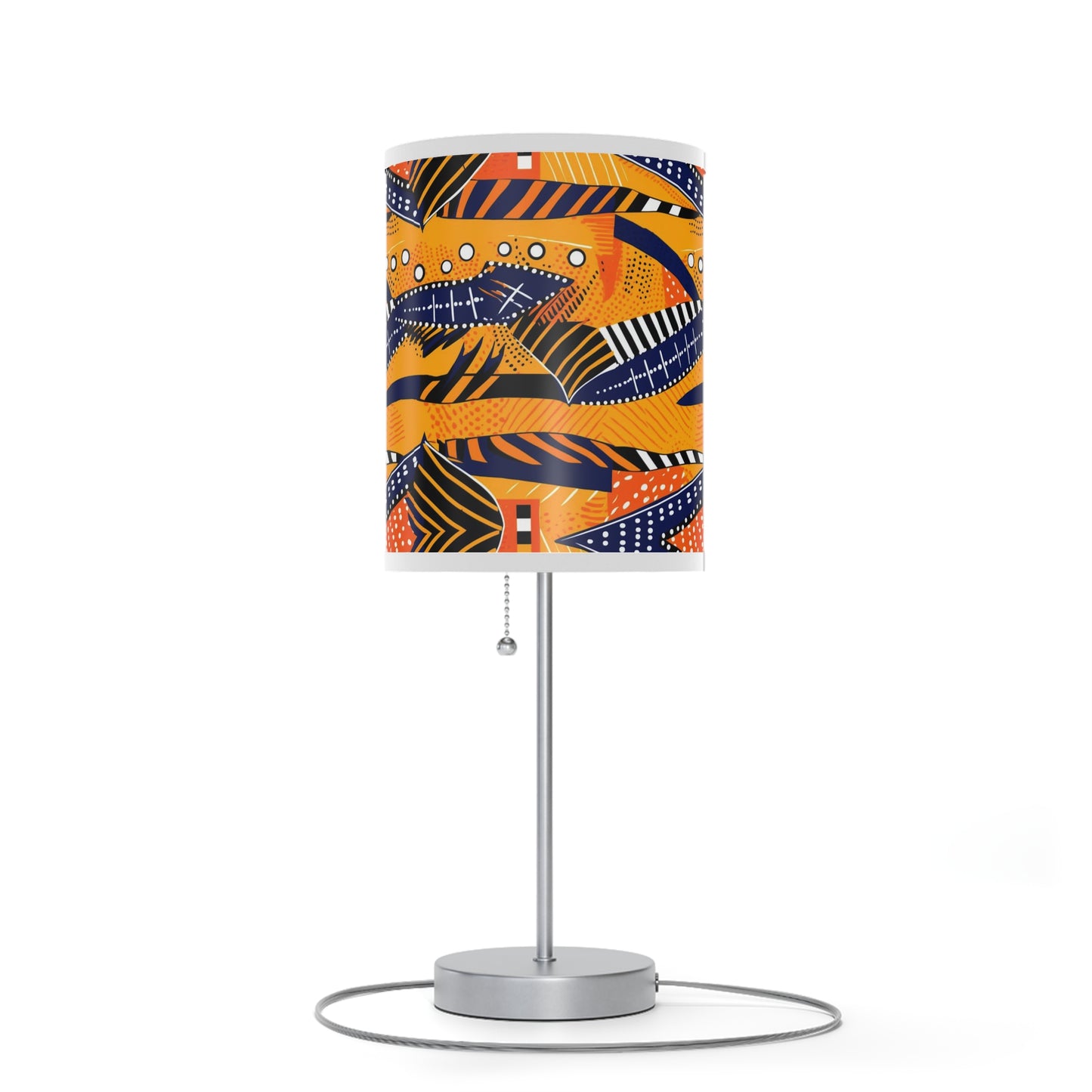 African Kente Print Table Lamp, Multicolor Mudcloth Design Lighting