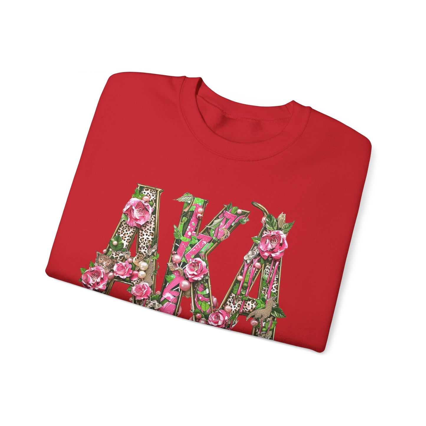 Women's AKA Pink and Green Floral Drip Sweatshirt, Pretty Girl Sorority Apparel