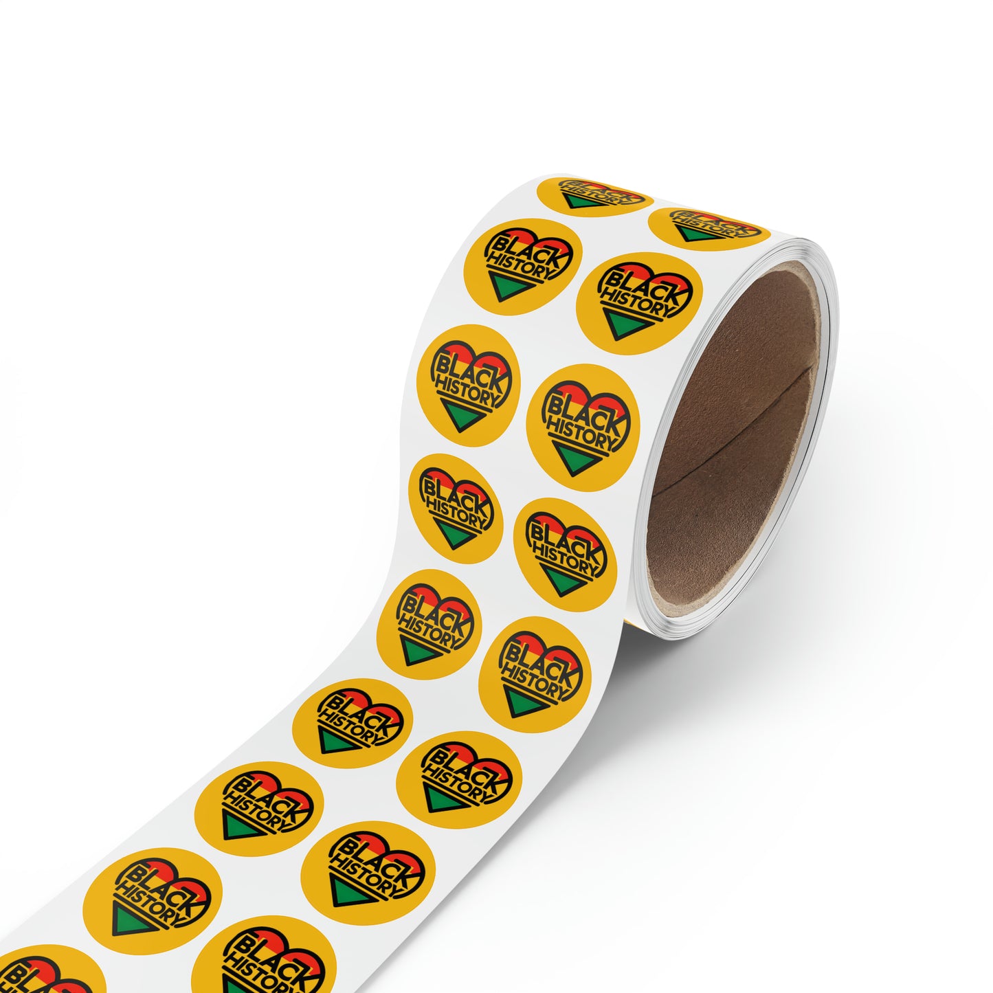 Black History Month Round Sticker Label Rolls, Bulk Black History Themed Stickers