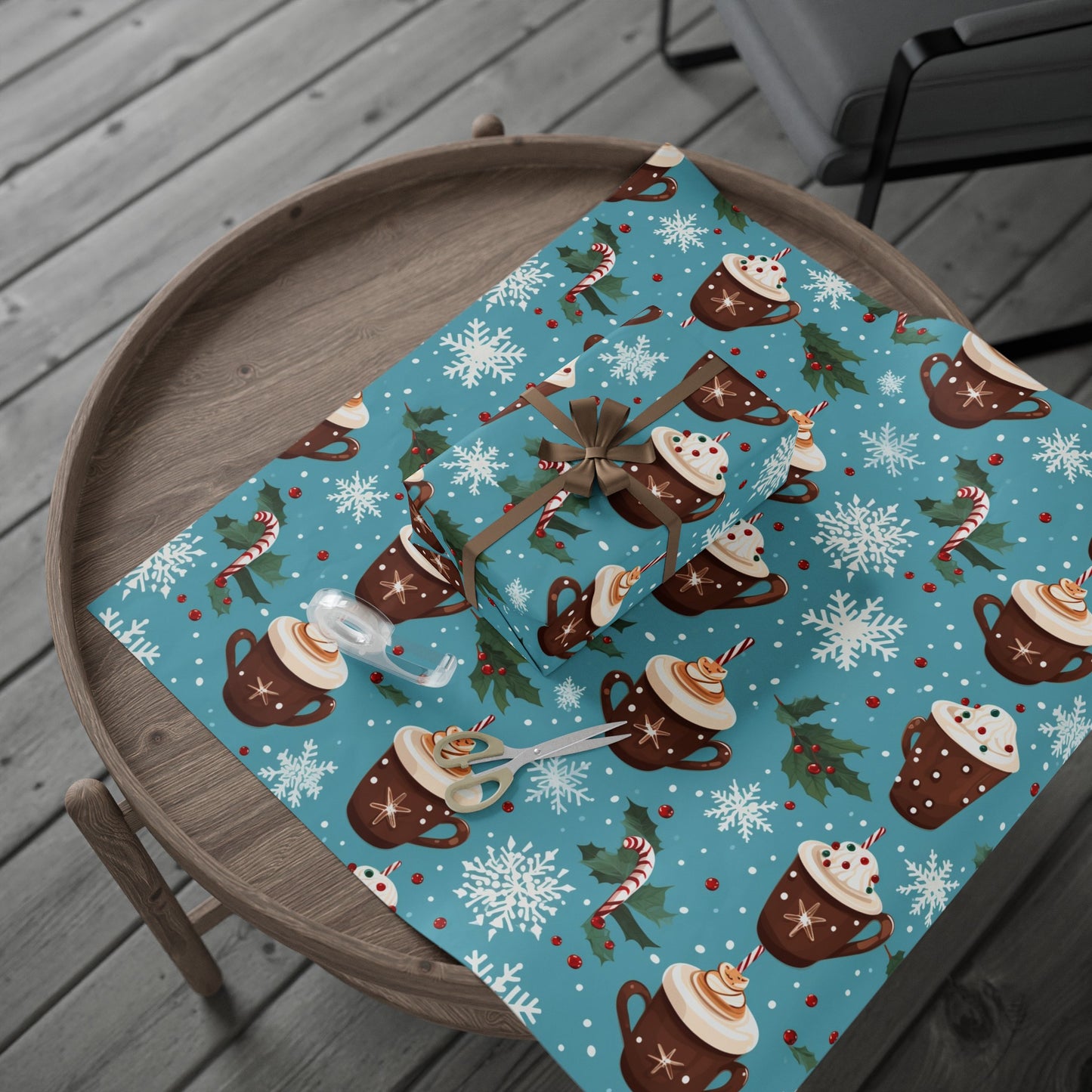 Coffee Latte Lover Christmas Wrapping Paper - Caffeine-themed Gift Wrap, Seasonal Coffee Decor, Barista Gift Wrap