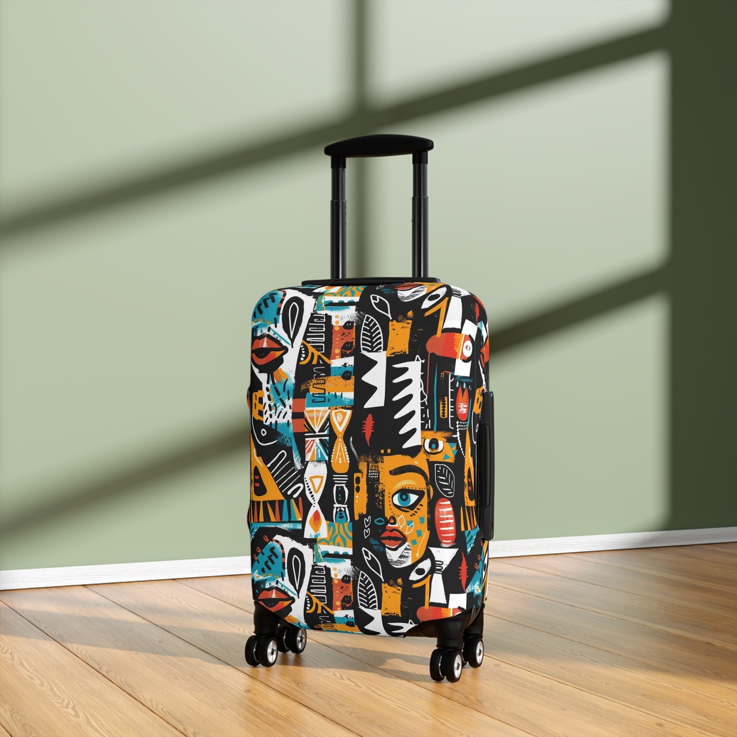 African Tribal Art Luggage Cover, Ethnic Print Suitcase Protector