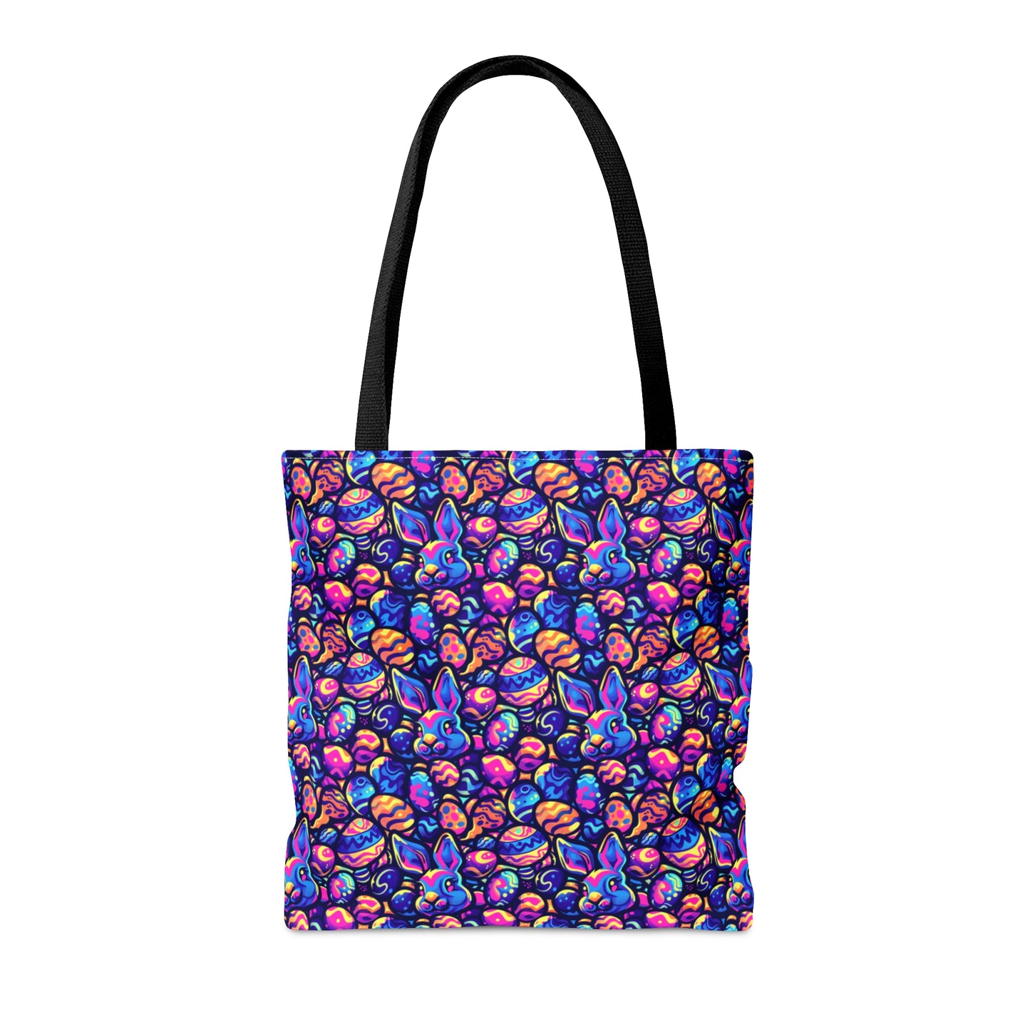 Easter Bunny & Egg Pattern Custom Tote Bag - Durable Polyester with Colorful Print