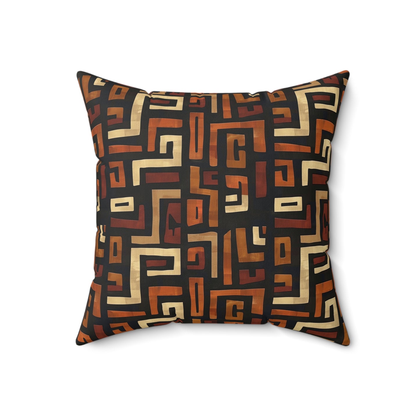 Earth Tones Geometric Pattern Throw Pillow, Ethnic Art Home Decor