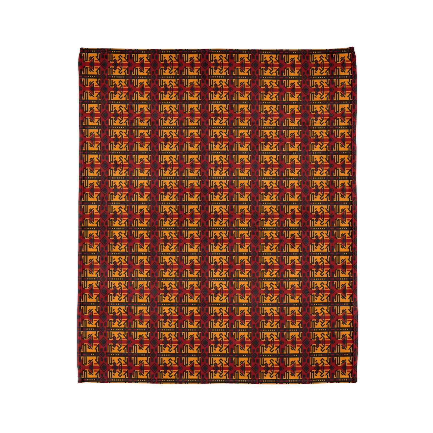 Cardinal & Gold College Colors African Print Throw Cover, Trojans Fan African Mud Cloth Bedroom Decor