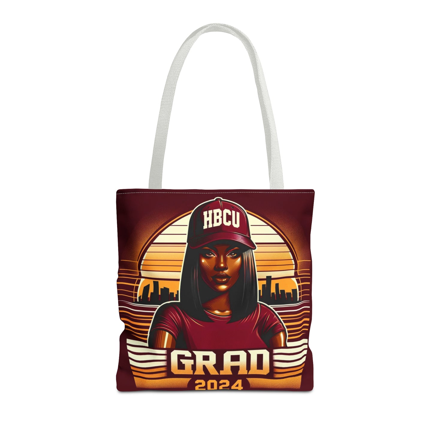 HBCU Grad Pride 2024 Grad Theme Polyester Tote Bag, Class of 2024 Afrocentric Carryall Bag