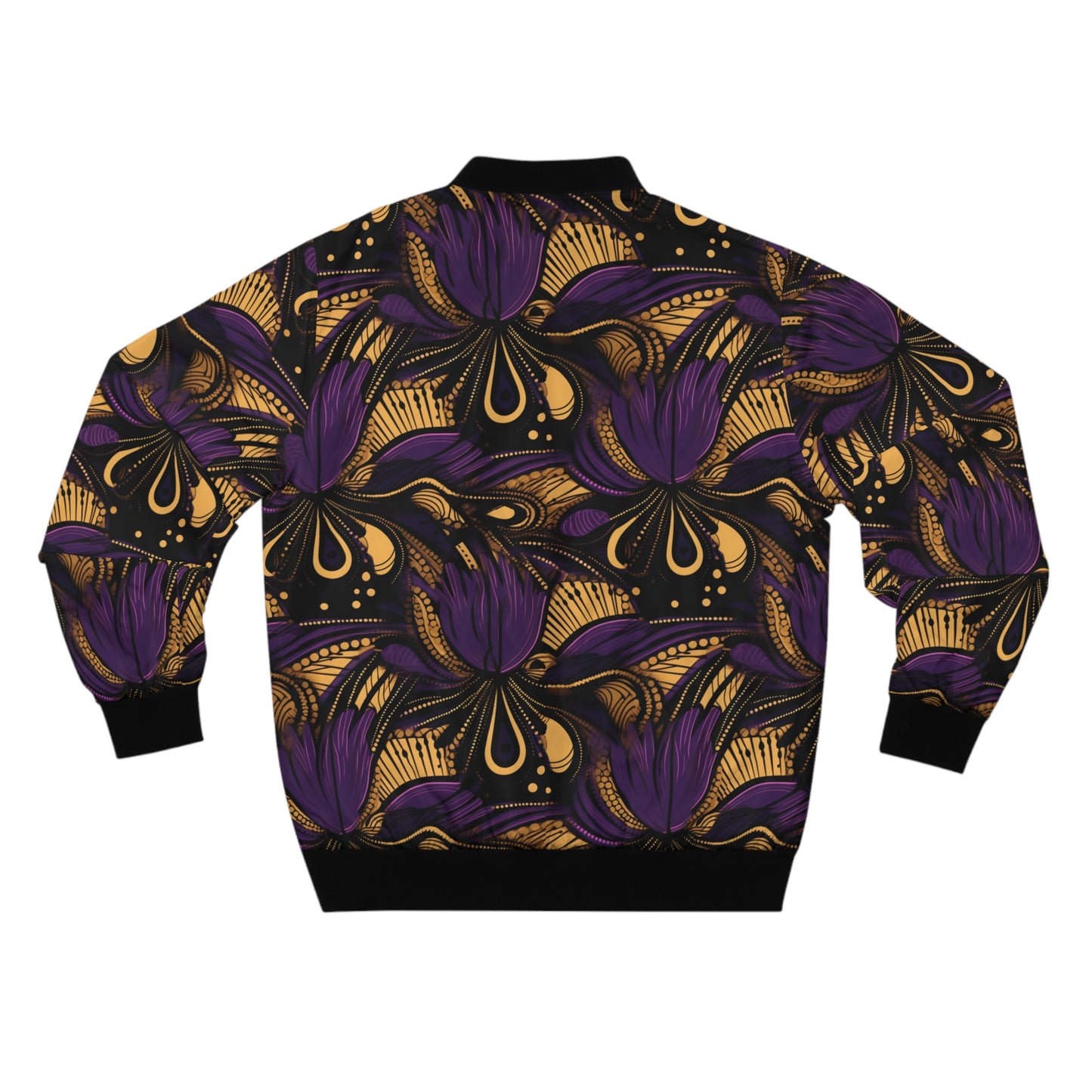 Purple & Gold African Print Men's Bomber Jacket, Tribal Print Mens Jacket, Ankara Print MensWear