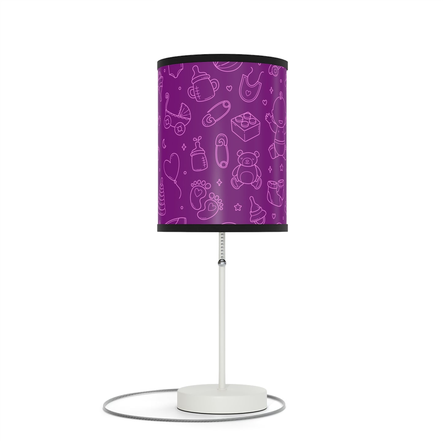 Purple and Punk Baby Themed Table Lamp, Purple Pink Nursery Table Lamp, Baby Shower Gift