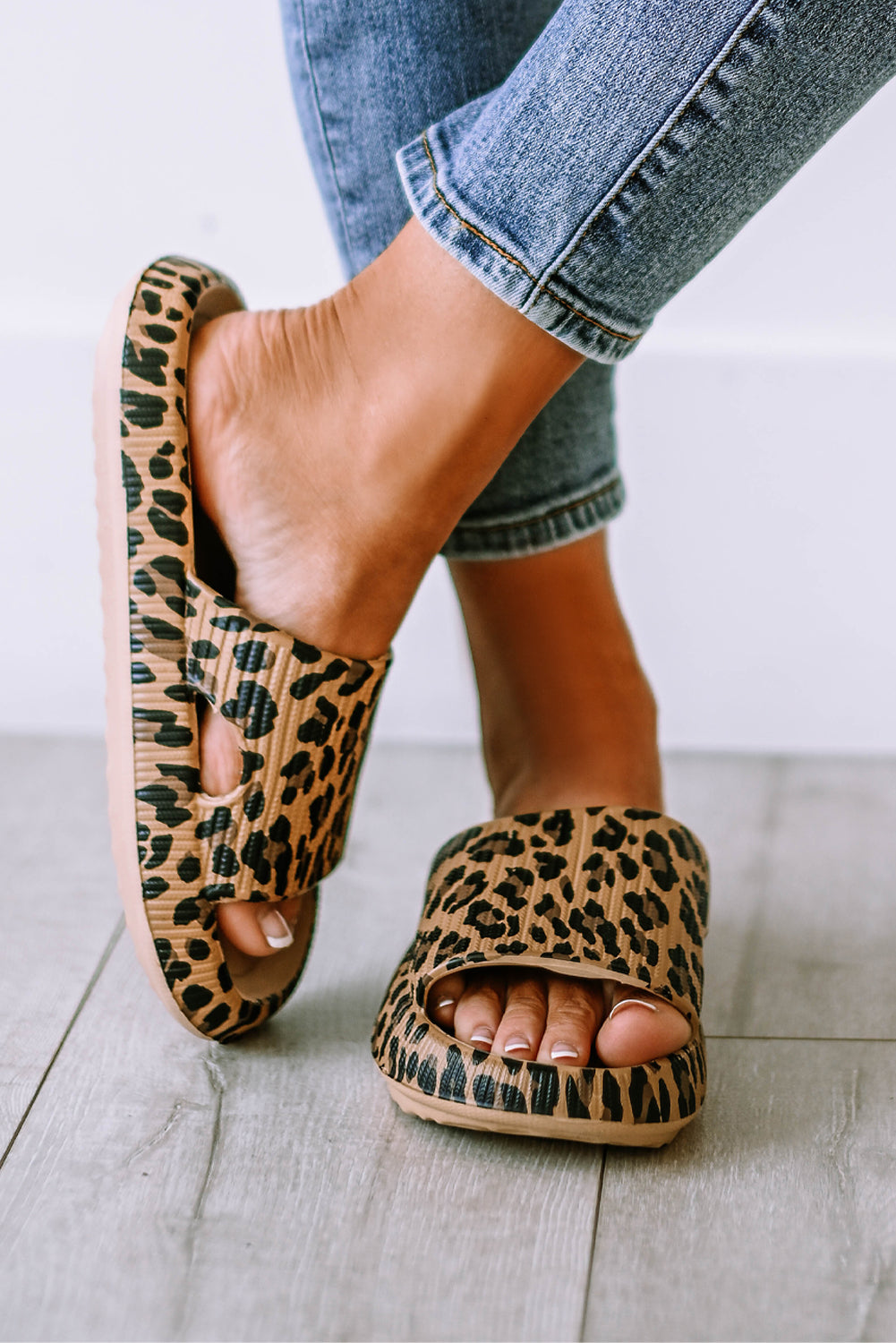 Leopard Luxe Ribbed Sole Comfort Slippers