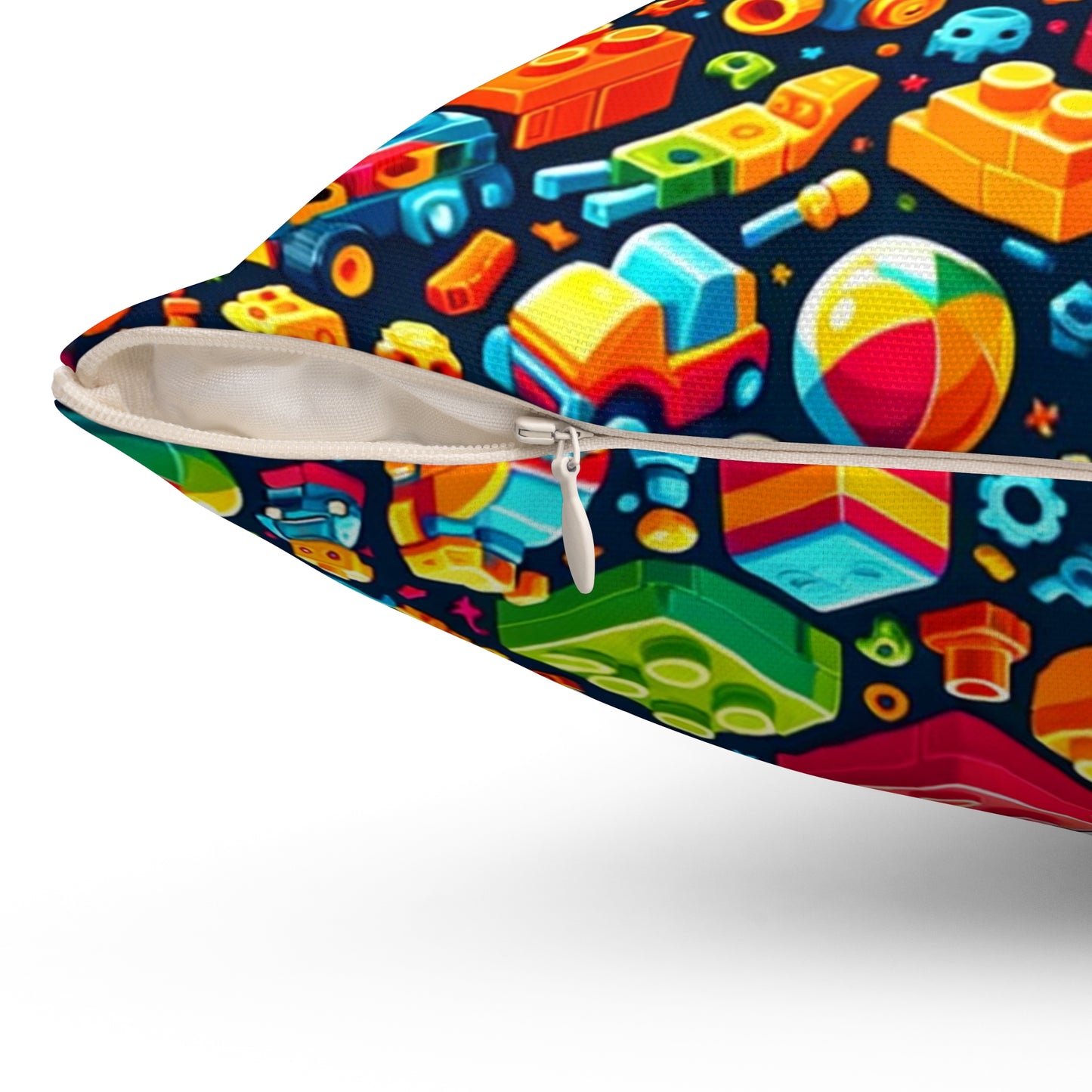 Colorful Building Block Pattern Throw Pillow, Children's Car Themed Bedroom Decor