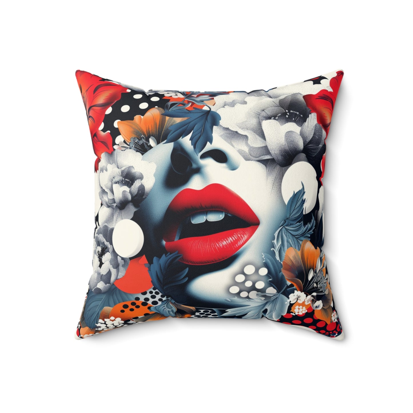 Artistic Square Pillow, Statement Home Accent, Decorative Polka Dot Home Decor