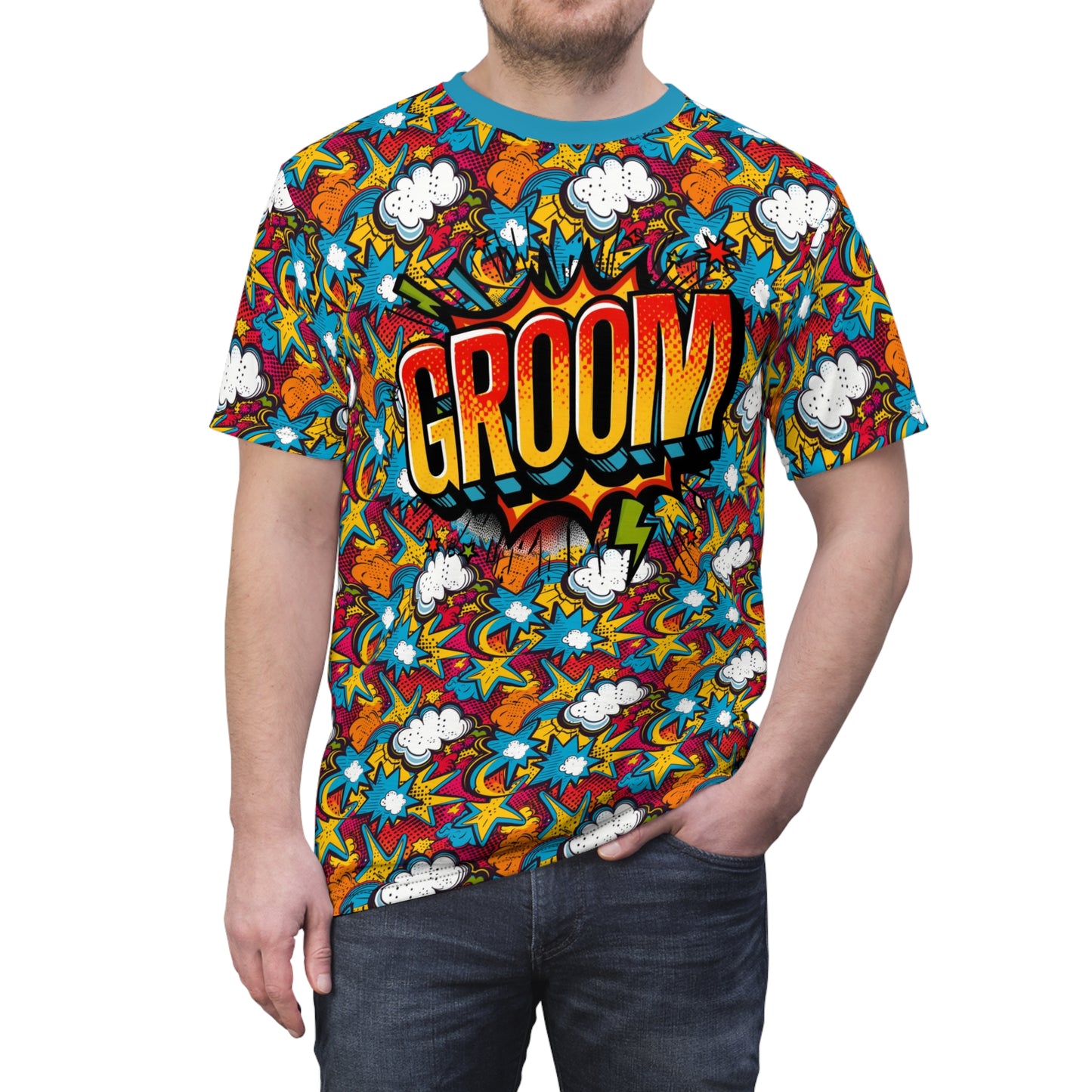 Comic Book Groom T-Shirt, Men's Superhero Wedding Tee - Matching Bride Shirt Available