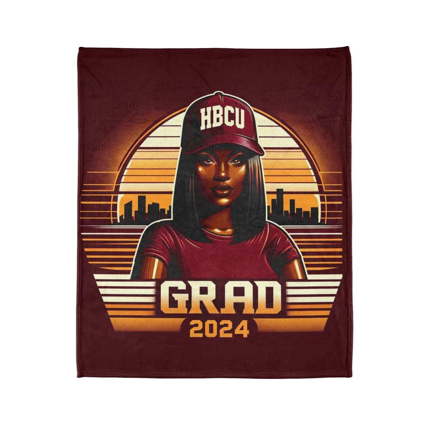 HBCU Graduate Celebration Throw Cover, Black & Educated Woman Gift, Class of 2024 Pro Black Graduation Decor