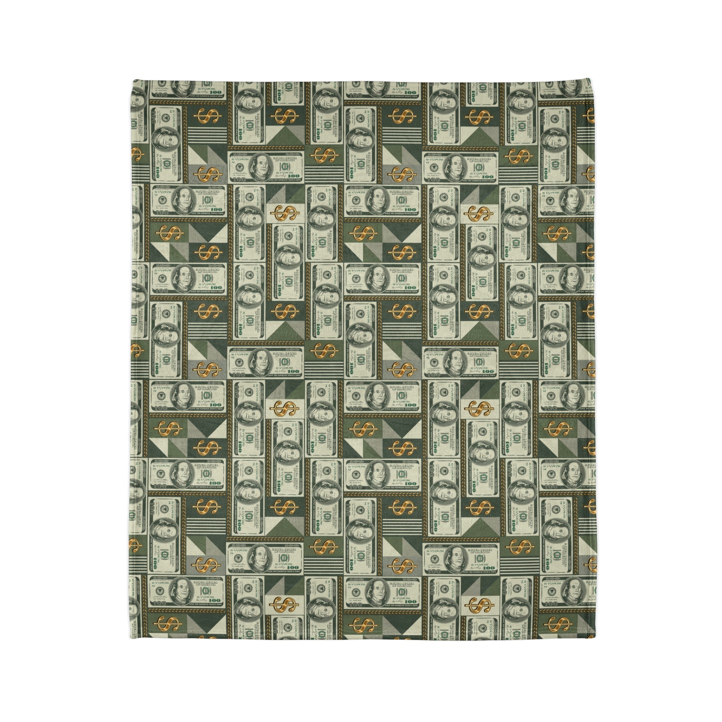 Money Pattern Print Throw Cover, Money Manifestation Home Decor