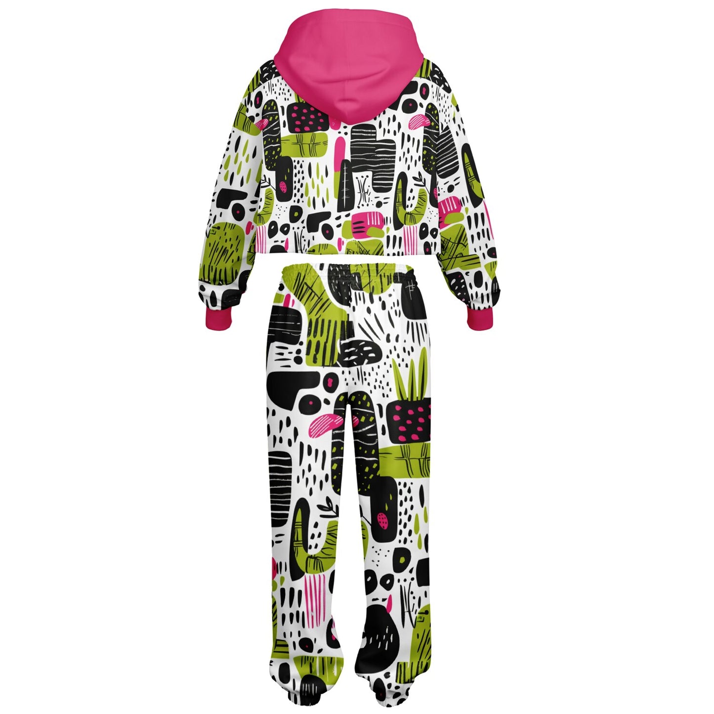 Women's Abstract African Print Fusion Dance Hoodie & Jogger Set, Urban Streetwear