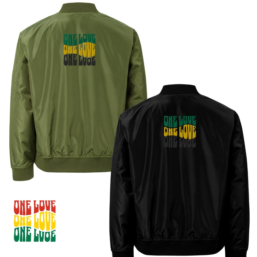 Jamaican Culture Recycled Bomber Jacket, Reggae Lovers Carribean Outerwear