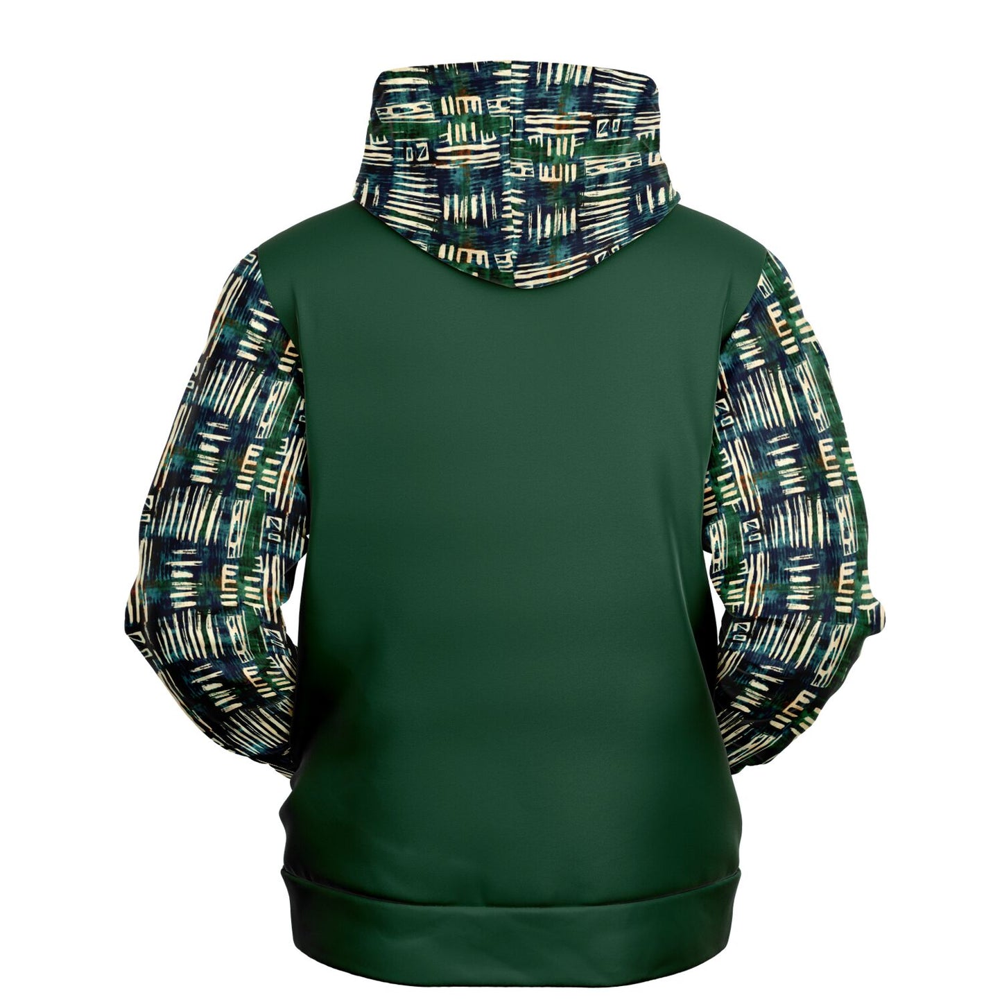 Jungle Safari Reverse African Mud Cloth Print Sweater, Green Color Block African Print Mens Sweater