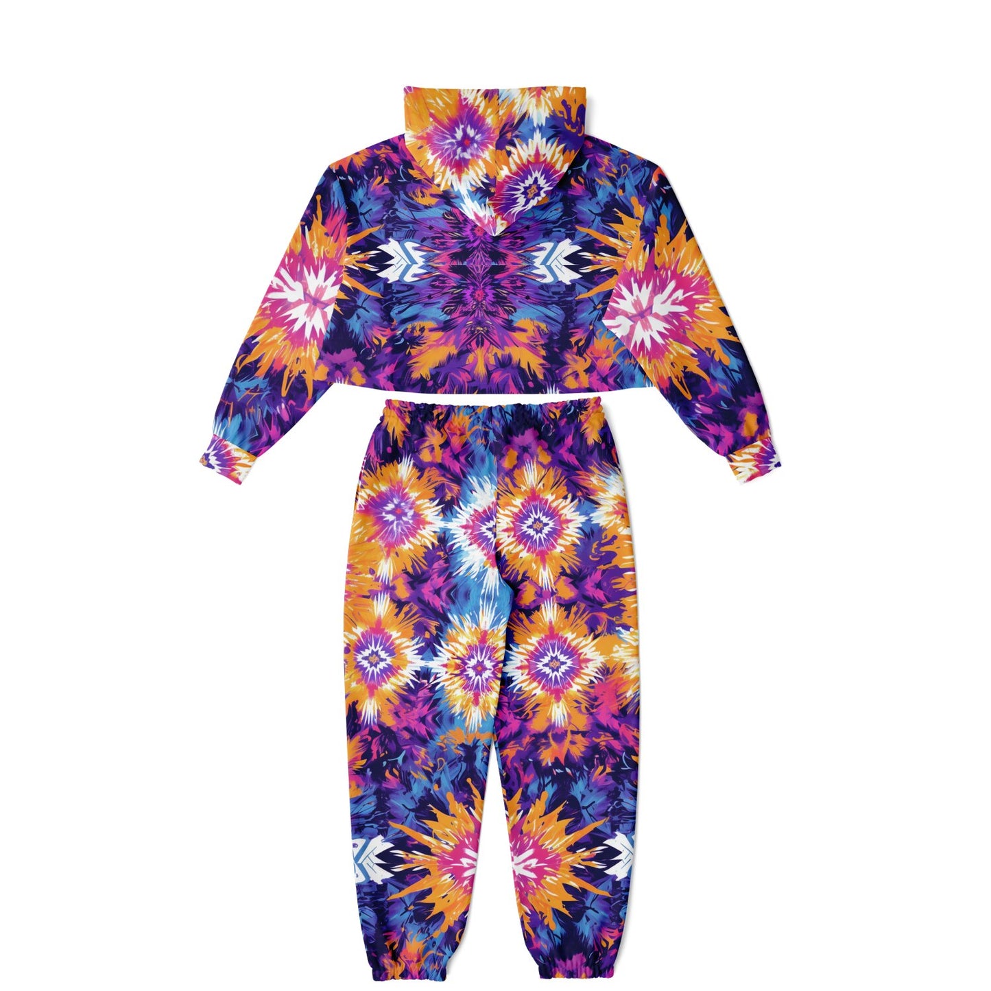 Vibrant African Batik Tie-Dye Tracksuit, Elegant Floral and Geometric Patterns