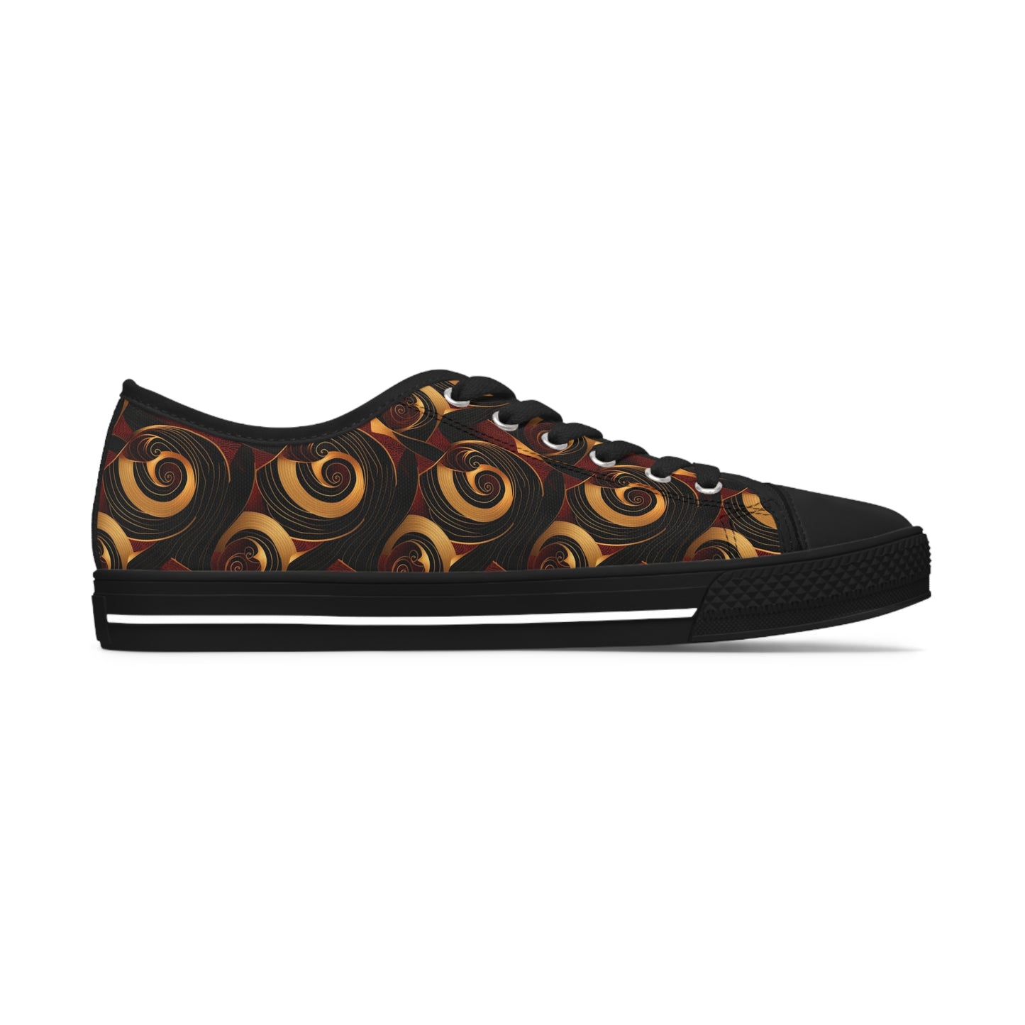 Crimson, Gold and Black Women's African Ankara Print Low Top Shoes