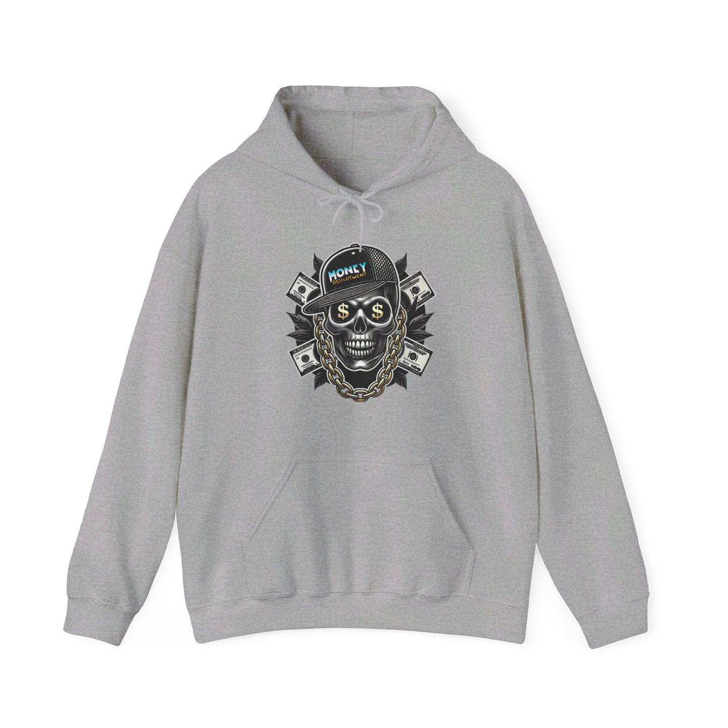 Big Baller Menacing Skull "Money Department" Hoodie, Unisex Urban Streetwear Sweatshirt