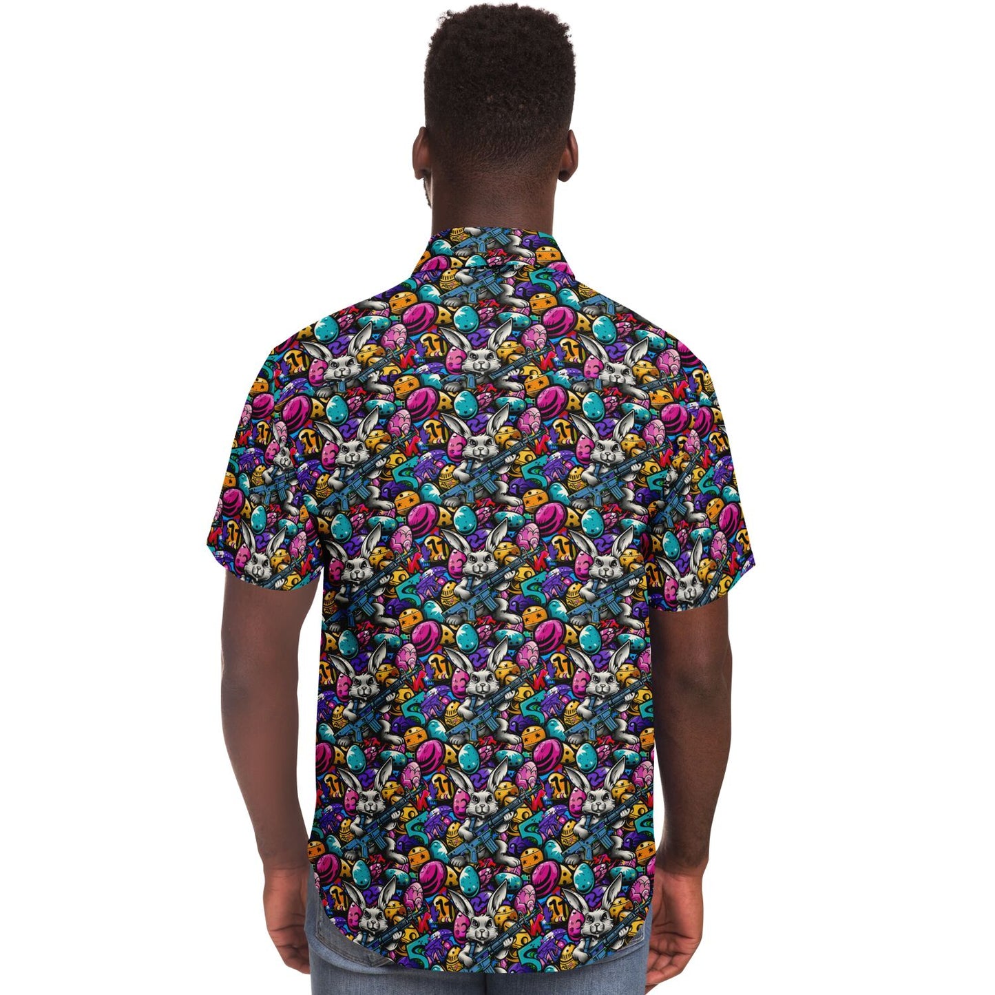 Tactical Easter Hop: Street Art Edition Men's Button-Down Shirt