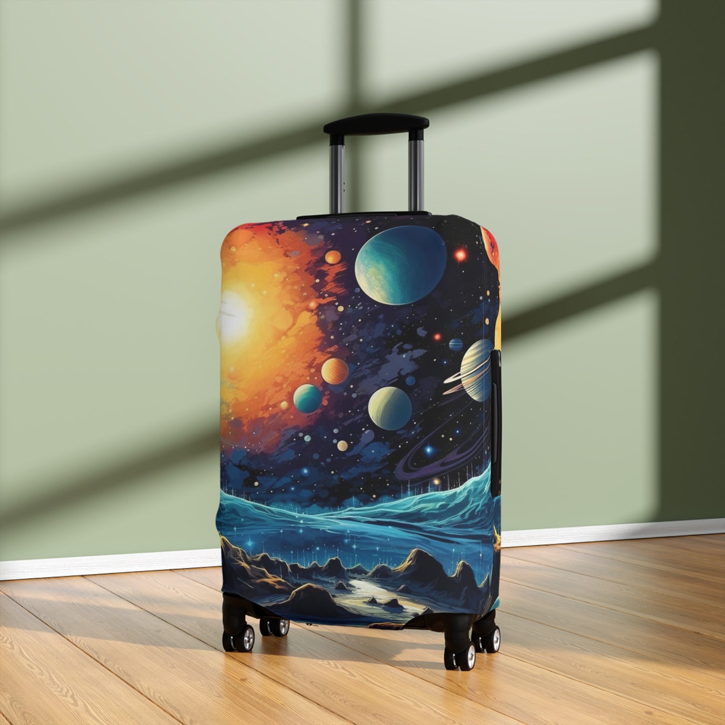 Cosmic Adventure Luggage Cover - Space Exploration Suitcase Protector - Galactic Travel Accessory