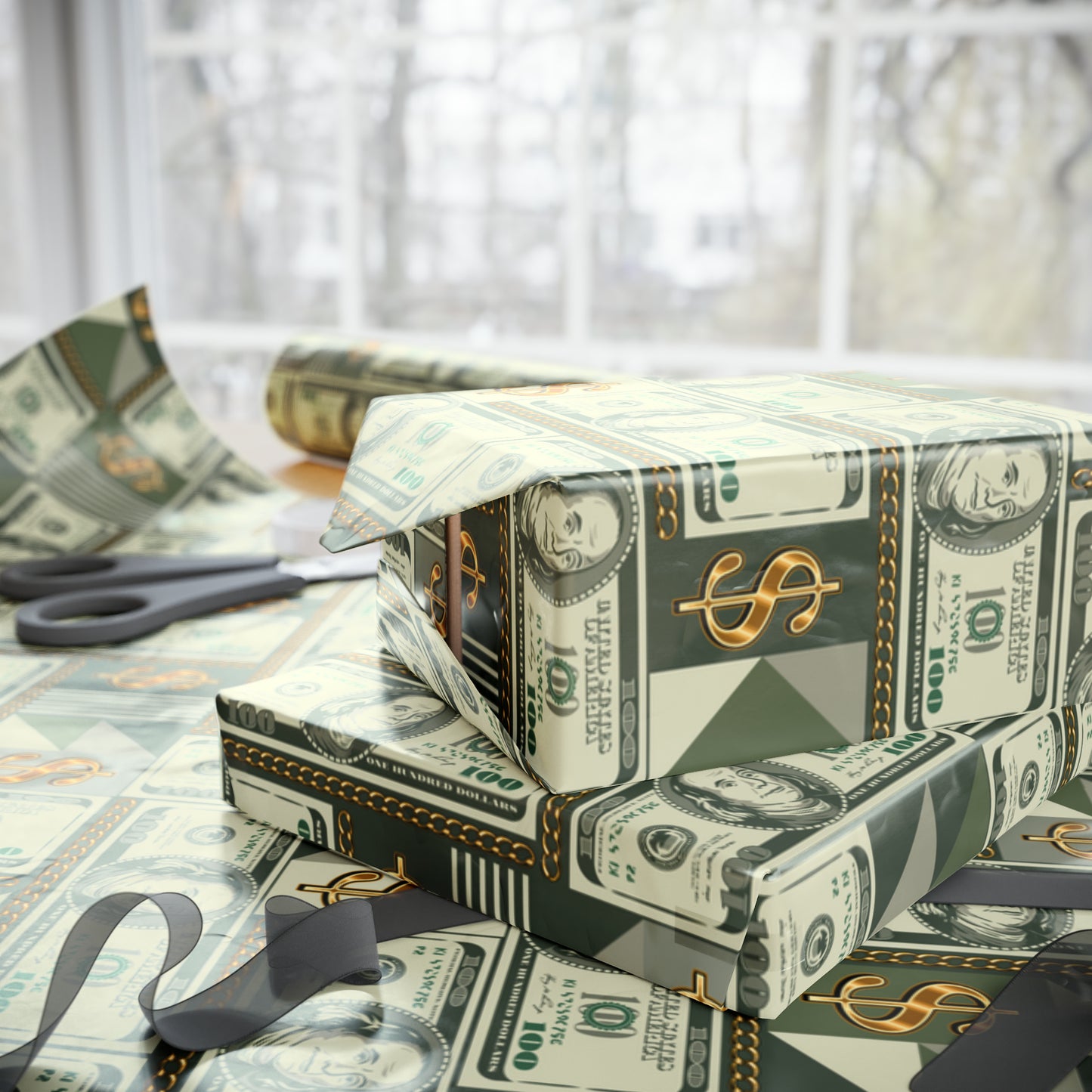 One Hundred Dollar Money Print Wrapping Paper | Show Me The Money Gift Wrap