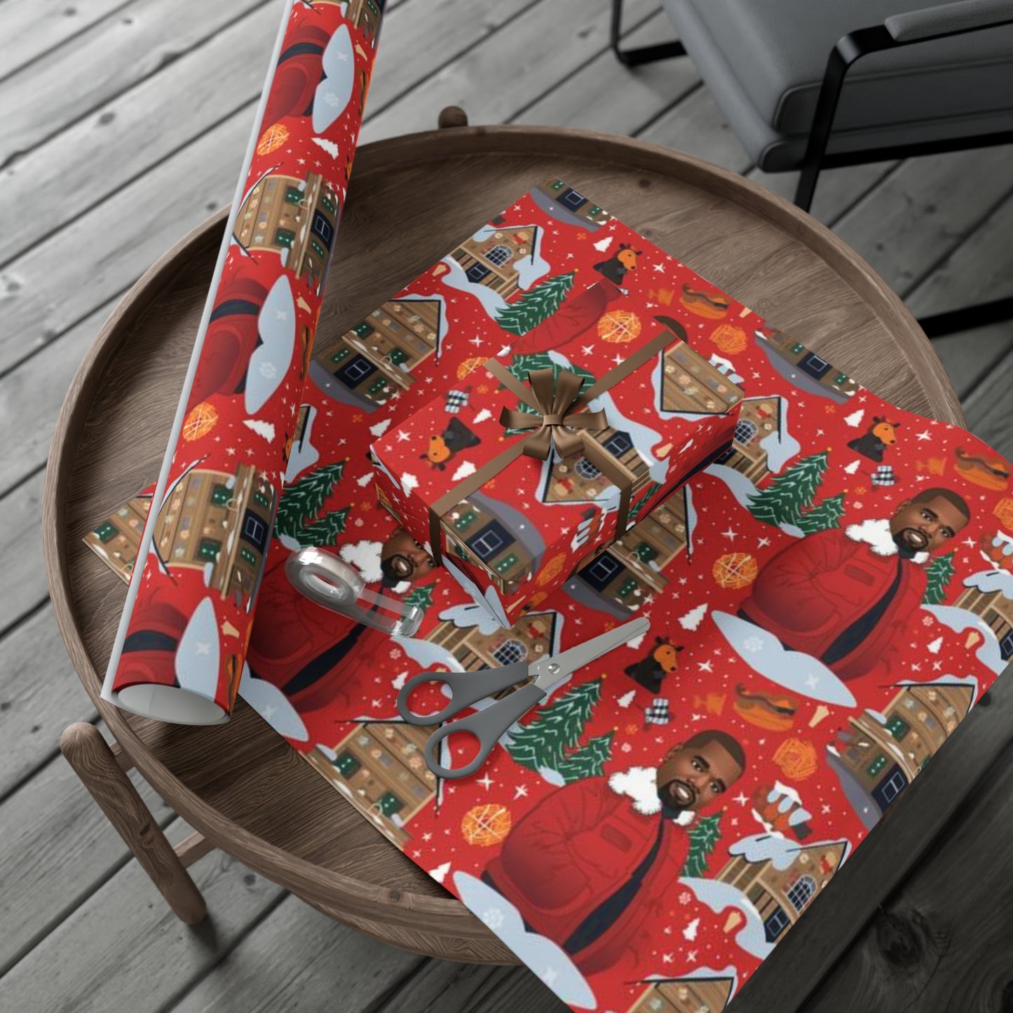 Christmas Kanye West Cartoon Wrapping Paper