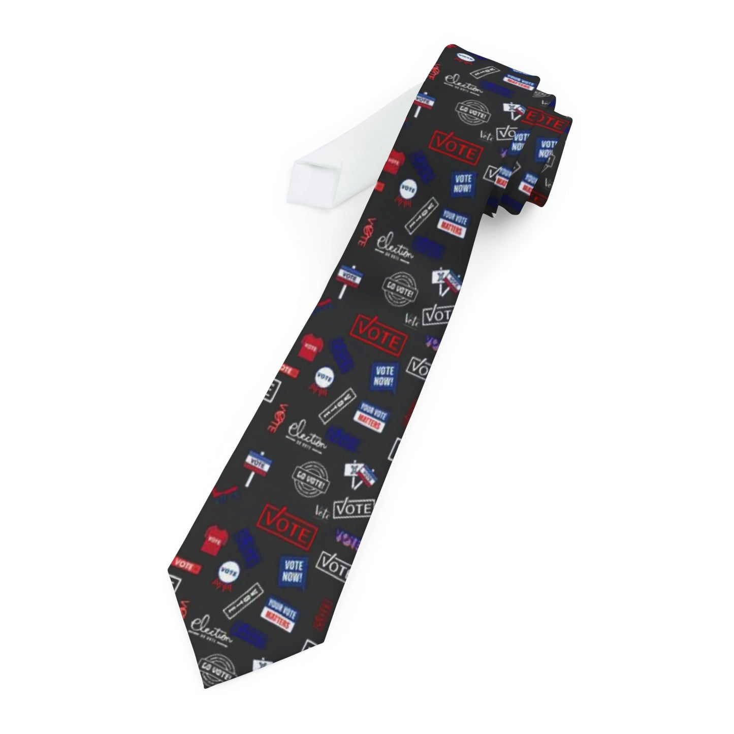 2024 Vote-Inspired Polyester Necktie: Bold American Election & Patriotic Patterns