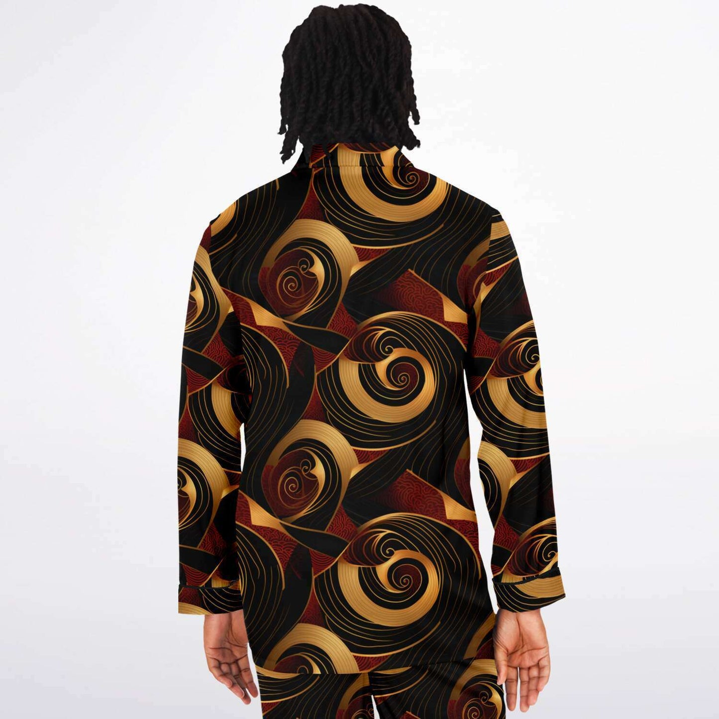 Crimson & Gold Mens African Ankara Print Satin Pajama Set