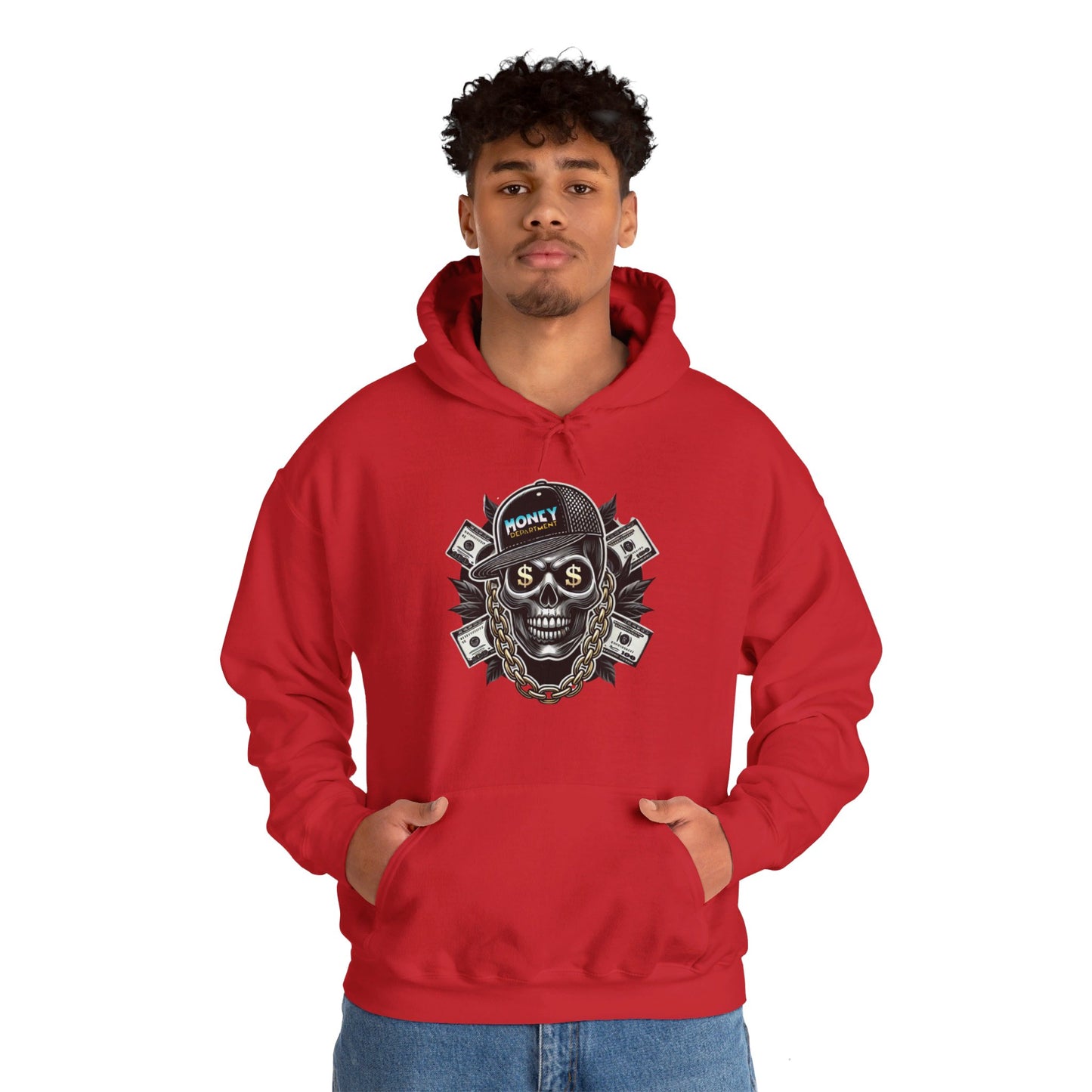 Big Baller Menacing Skull "Money Department" Hoodie, Unisex Urban Streetwear Sweatshirt