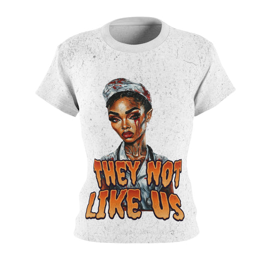 Halloween Black Nurse T-Shirt, "They Not Like Us" Graphic Tee, Afrocentric Spooky Horror Apparel