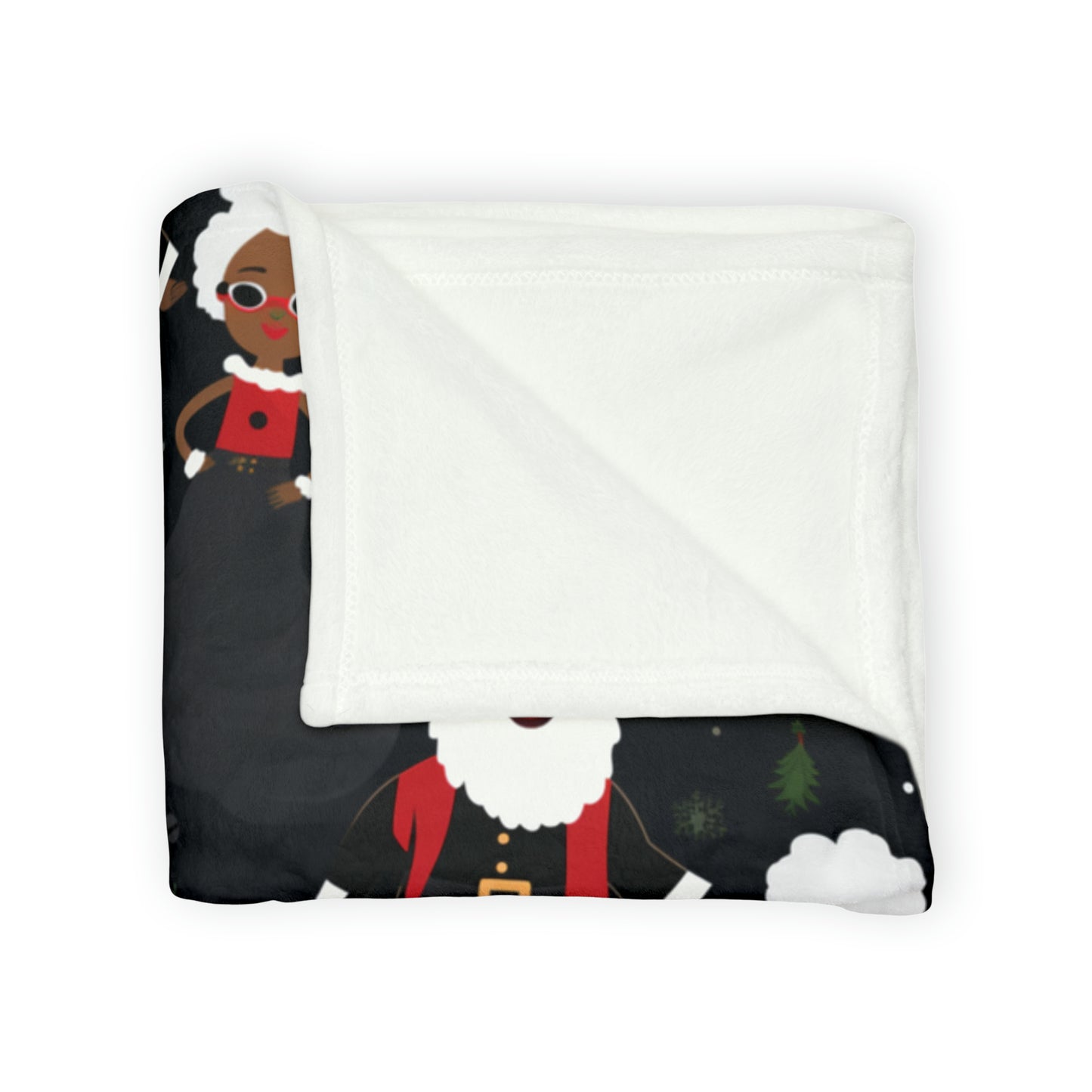 Black Santa & Mrs. Claus Christmas Theme Throw Blanket