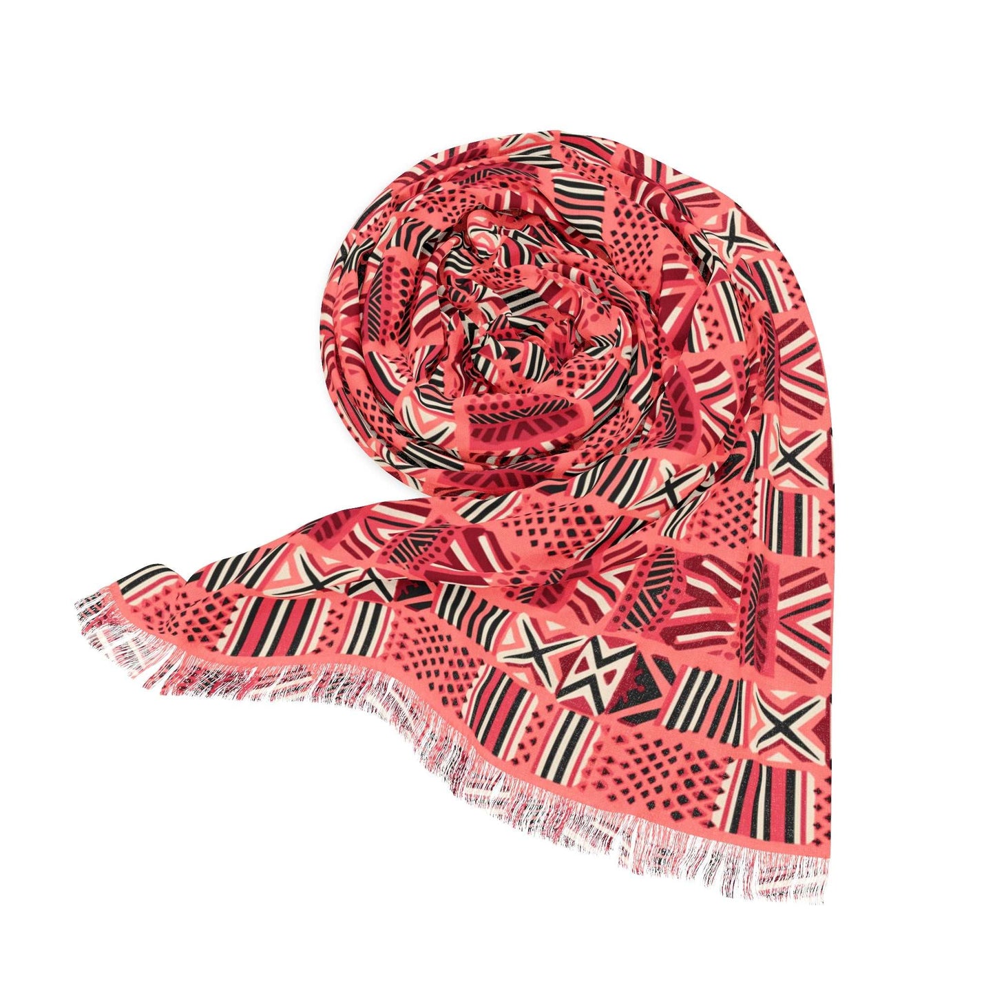 African MudCloth Valentines Day Themed Scarf ,Valentine Colors Themed Light Scarf