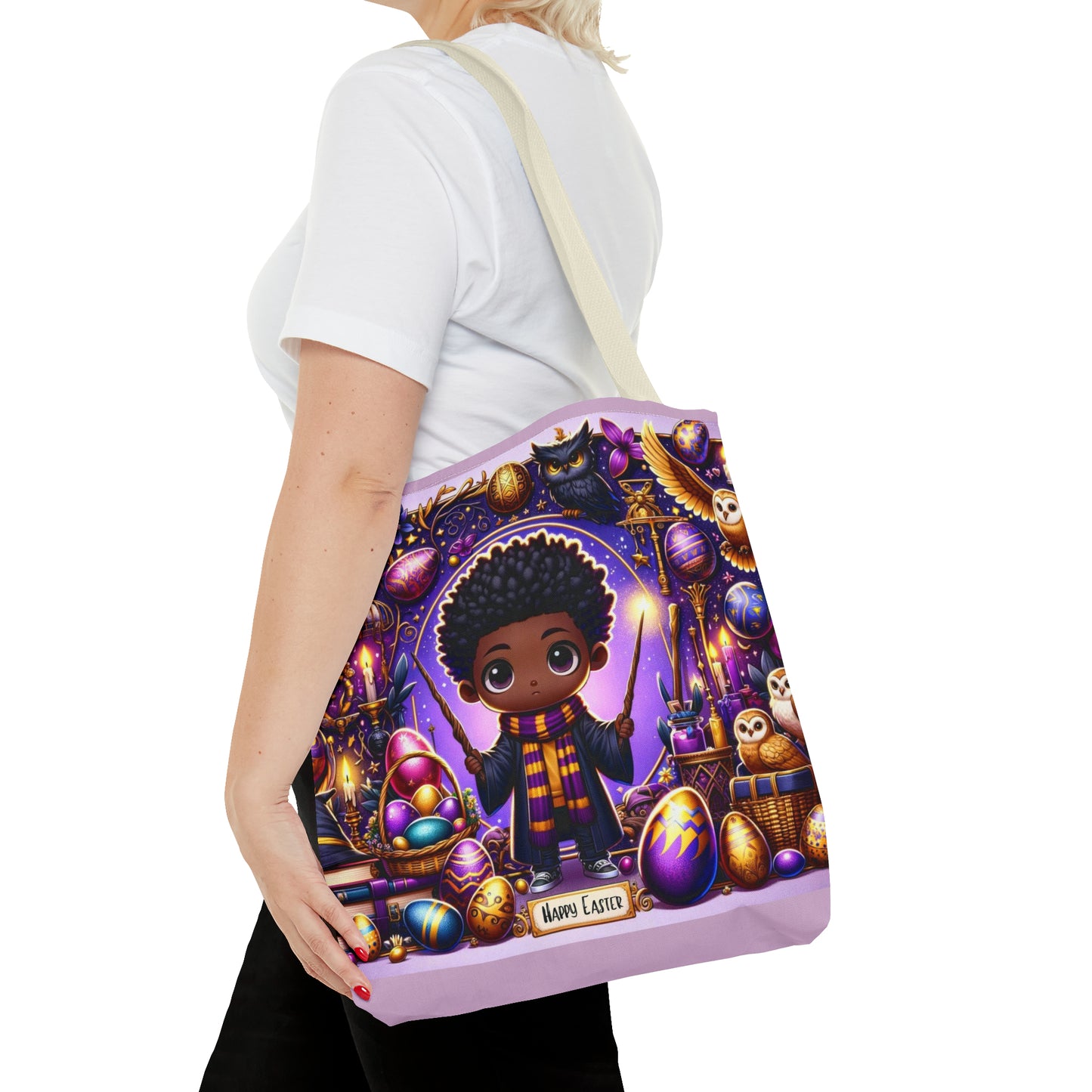 Easter Tote Bag for Wizardry Fans, AfroCentric Easter Bag, Easter Fantasy Wizardry Tote Bag,