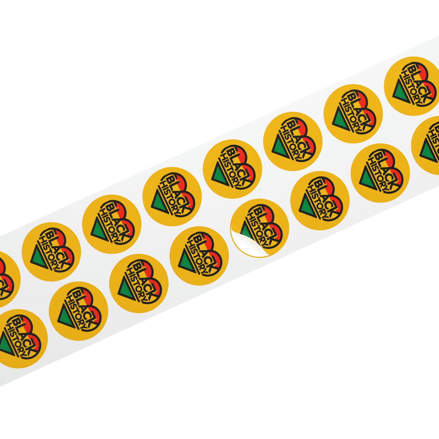 Black History Month Round Sticker Label Rolls, Bulk Black History Themed Stickers