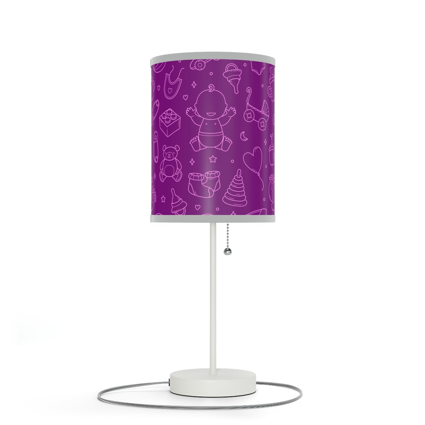 Purple and Punk Baby Themed Table Lamp, Purple Pink Nursery Table Lamp, Baby Shower Gift