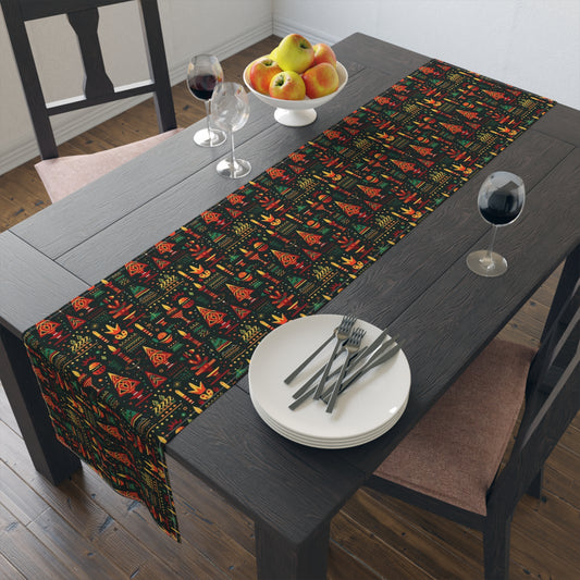 Kwanzaa-inspired Christmas Table Runner, Festive Holiday Decor with Nguzo Saba Principles