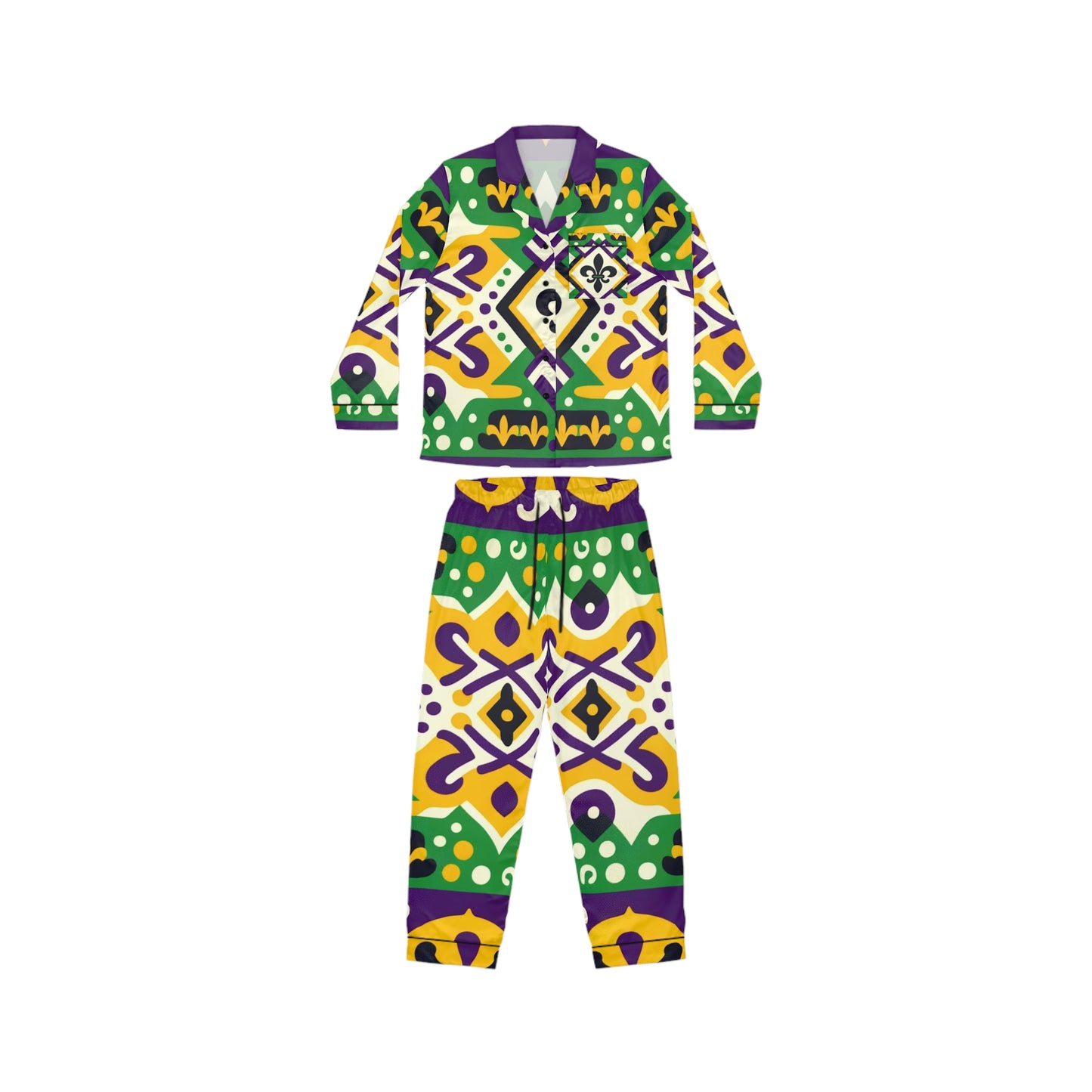 Mardi Gras Satin Pajama Set for Women, Plus Size Mardi Gras Pajamas