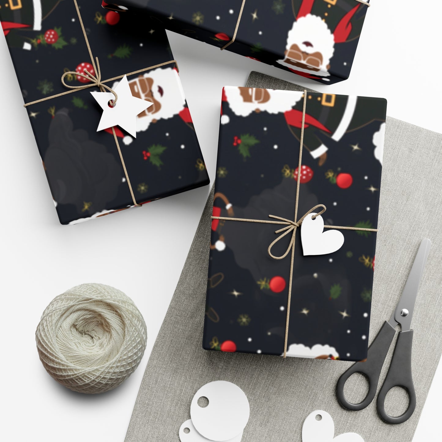 Black Santa & Mrs. Claus Christmas Wrapping Paper