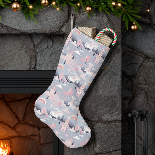 Princess Castle & Unicorn Holiday Christmas Stocking- Ships Free