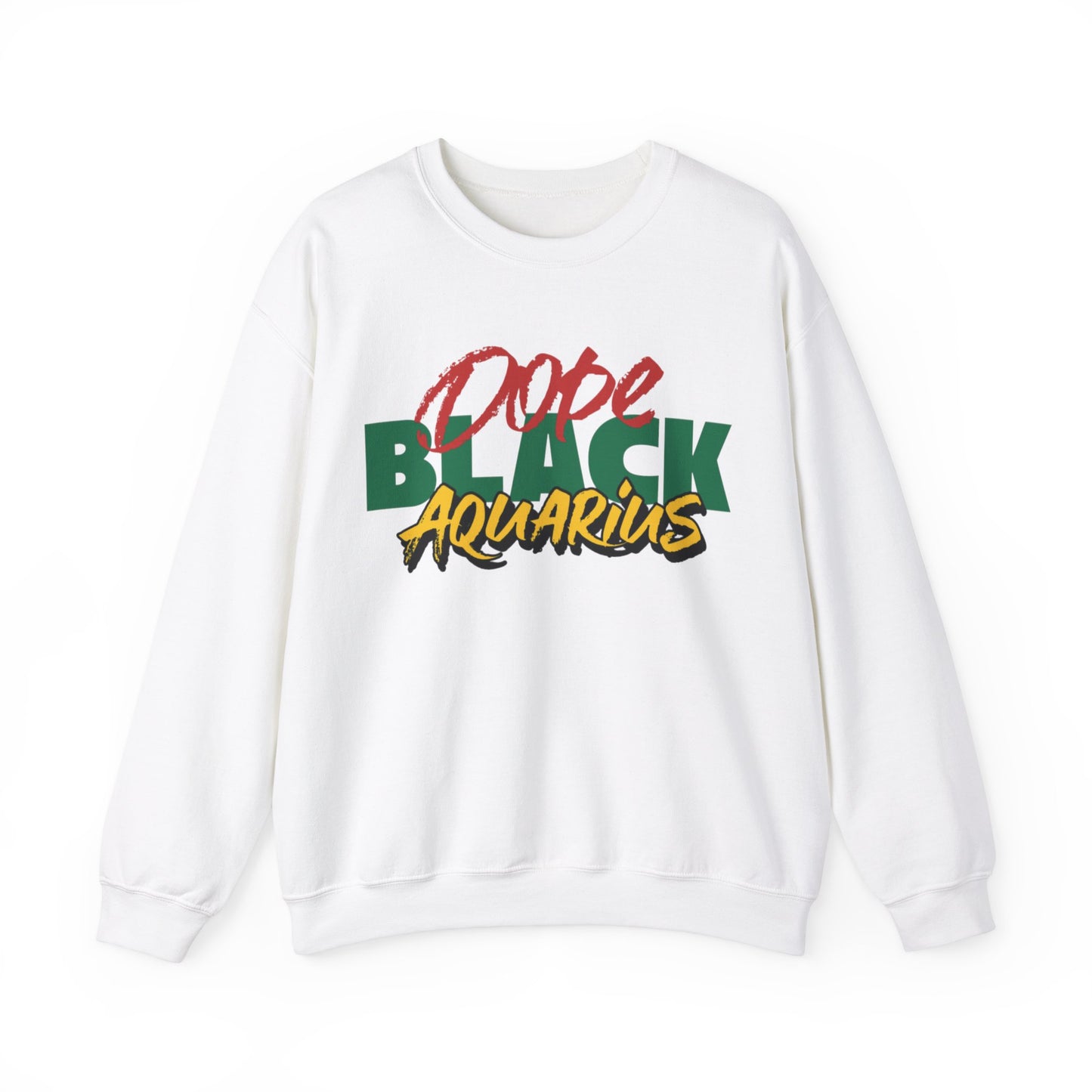 Dope Black Aquarius Unisex Crewneck Sweater, Zodiac Sign Fashion