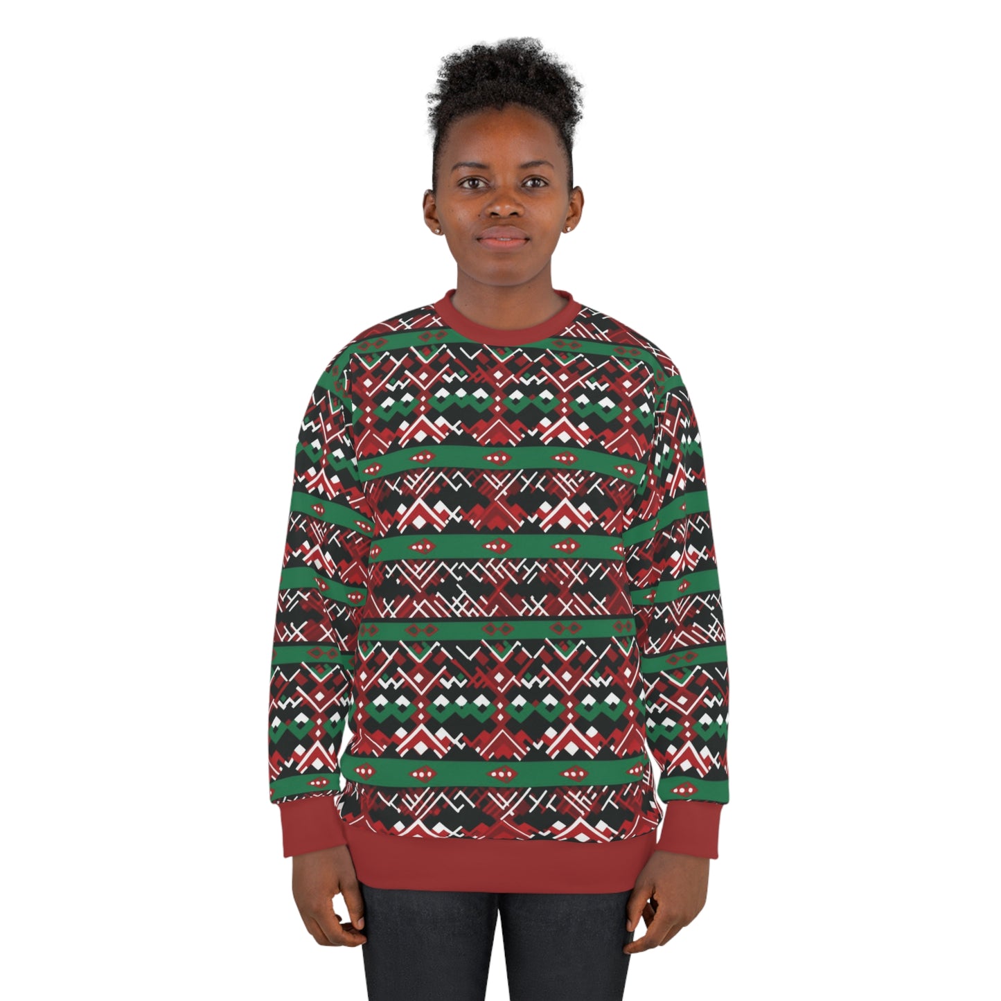 Christmas African MudCloth Unisex Sweatshirt, Holiday African Print Apparel