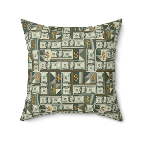 Money Pillow, US One Hundred Dollar Bill Fabric Pillow, Money Themed Decor