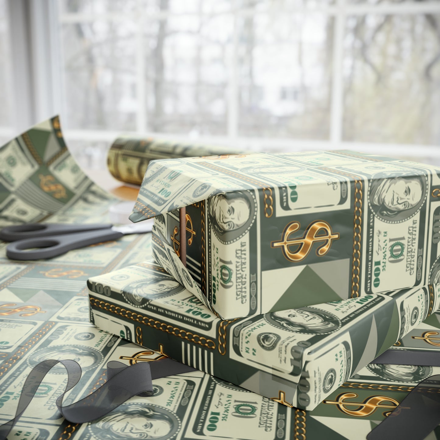 One Hundred Dollar Money Print Wrapping Paper | Show Me The Money Gift Wrap