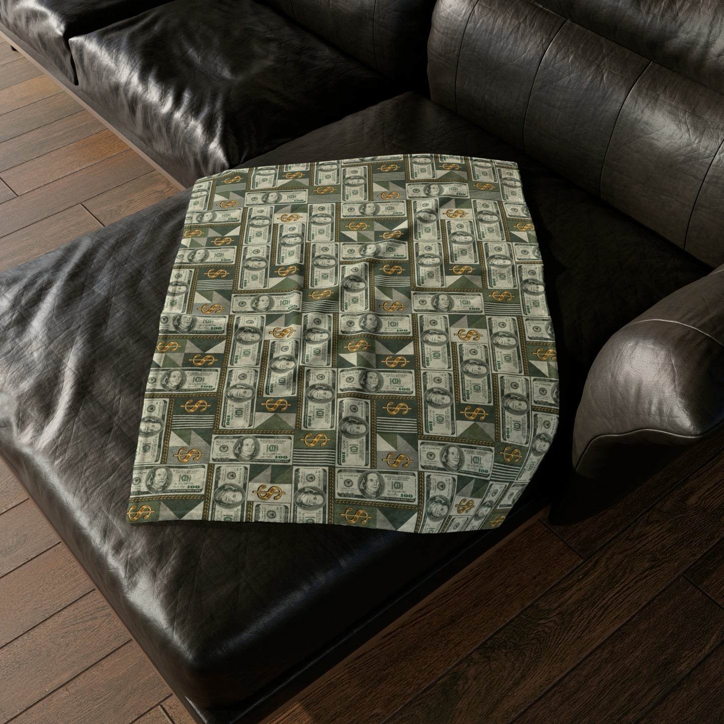 Money Pattern Print Throw Cover, Money Manifestation Home Decor