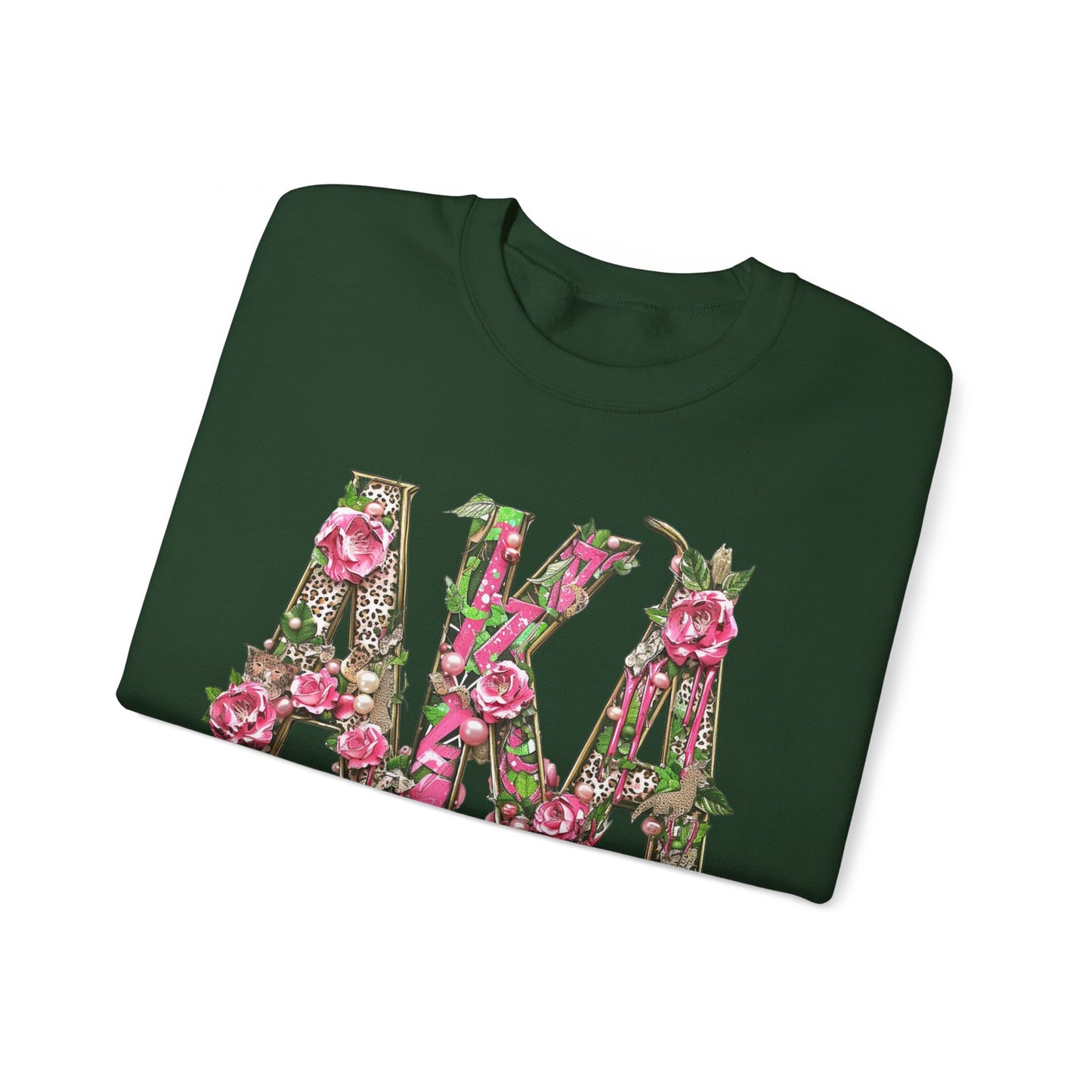 Women's AKA Pink and Green Floral Drip Sweatshirt, Pretty Girl Sorority Apparel