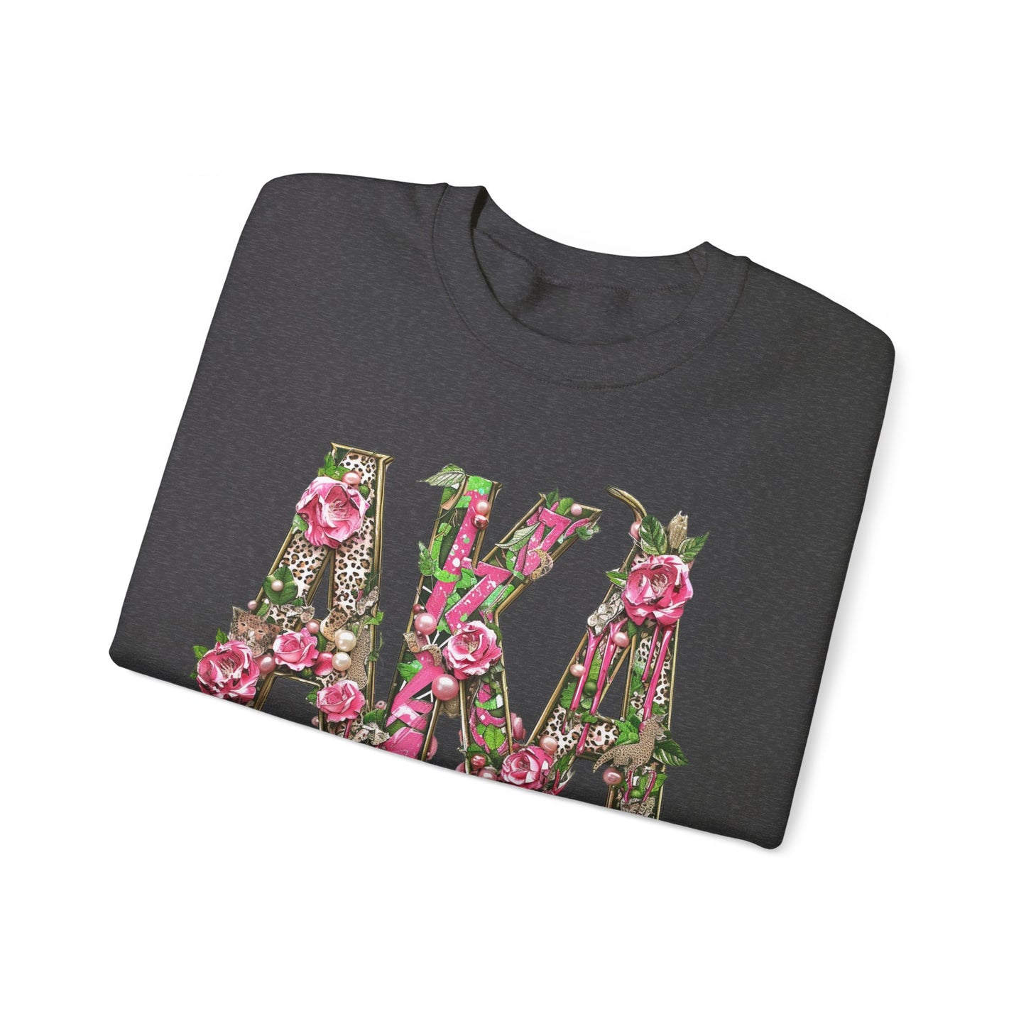 Women's AKA Pink and Green Floral Drip Sweatshirt, Pretty Girl Sorority Apparel